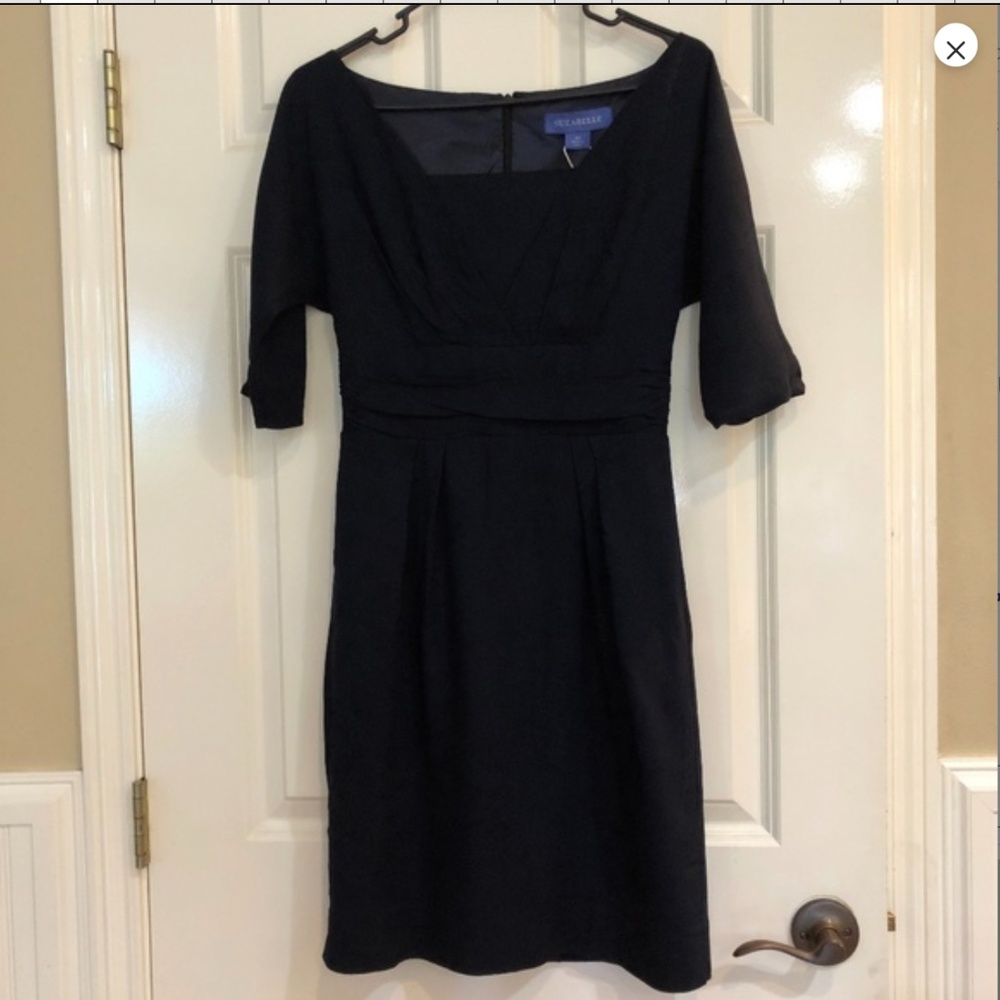 New Suzabelle Dark Navy Blue Lined Sheath Dress XS Boutique Extra Small Lovely